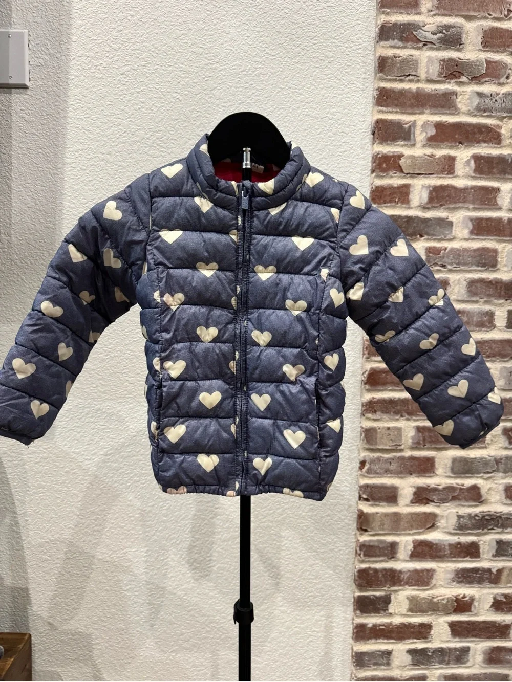 Baby Gap Kids Navy & White Heart Print Puffer Jacket / Coat Girls Size 5